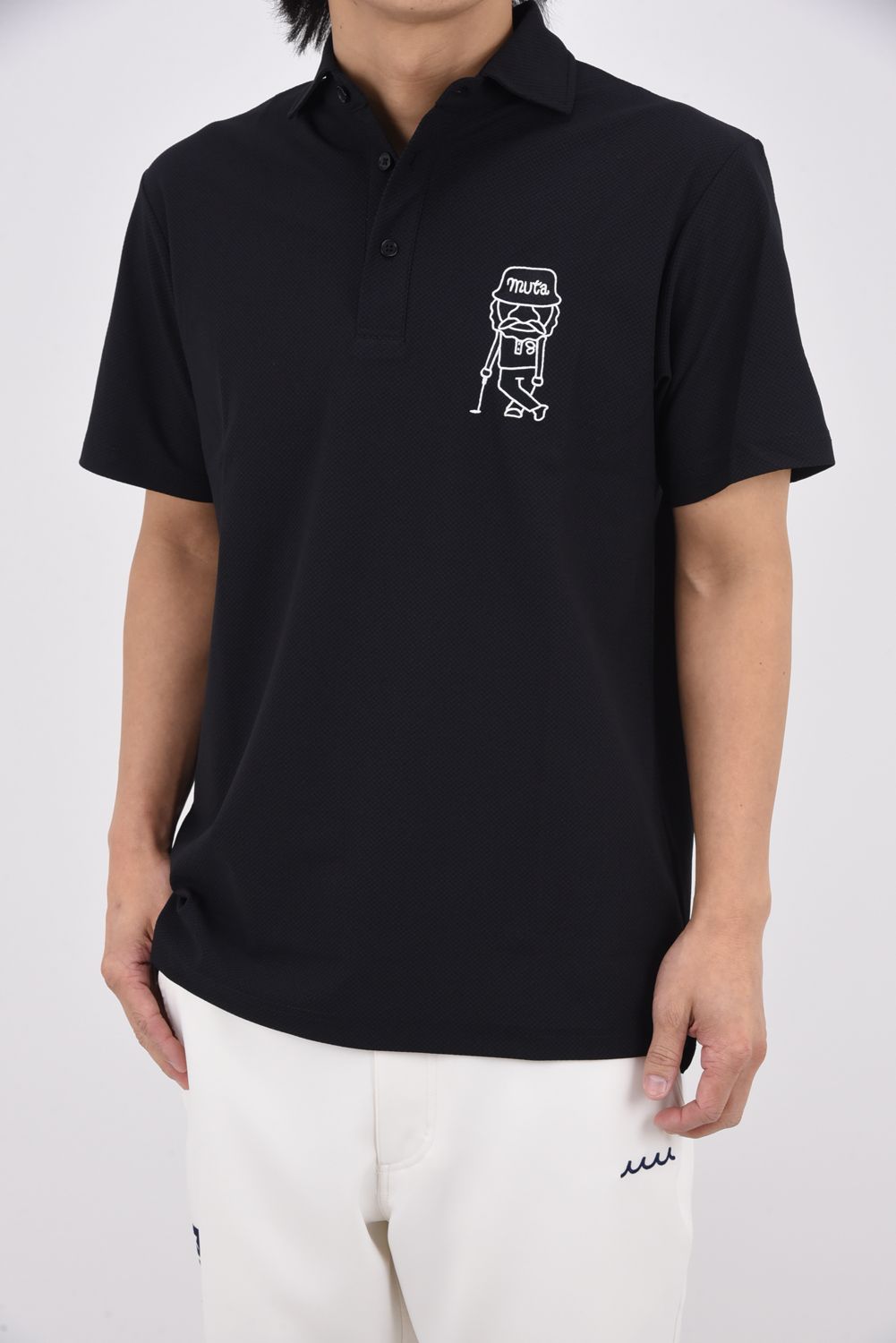 【26SS】 BLISTER KNIT JACQUARD POLO SHIRT / ブリスターニット ジェントル刺繍ワッペン ポロシャツ (ブラック)