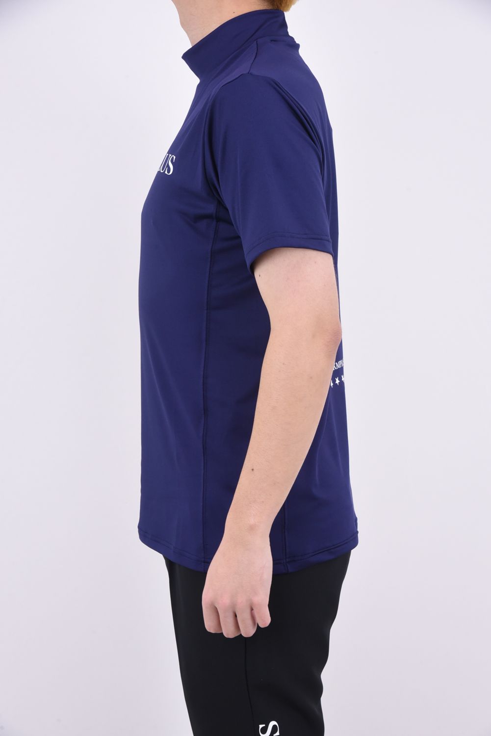 BASIC LOGO MOCK NECK T-SHIRTS / フロントロゴ モックネック Tシャツ (ネイビー)