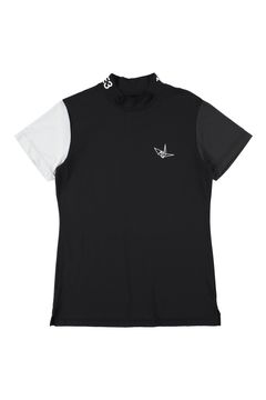 【レディース】 CRAZY BACK CIRCLE MOCK / クレイジーパターン バック サークルロゴ 半袖 モックネック Tシャツ (ブラック)