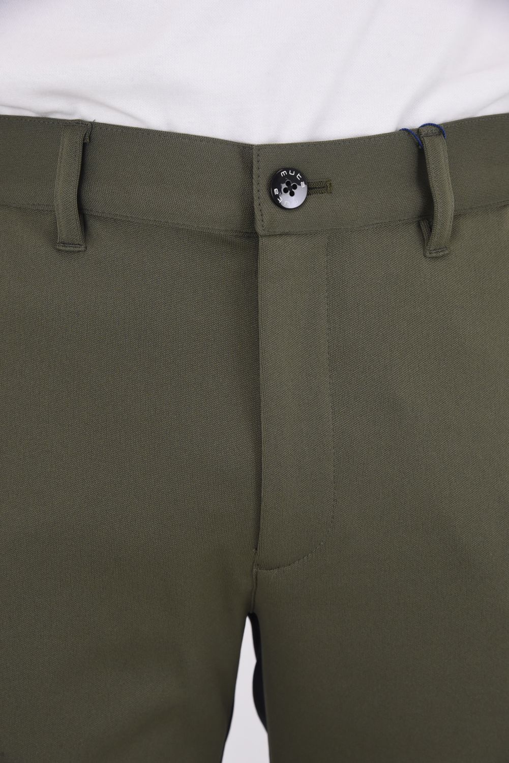 【25AW】 COMBINATION EASY SLACKS / 異素材切り替え サイドライン風 イージースラックス (カーキ)