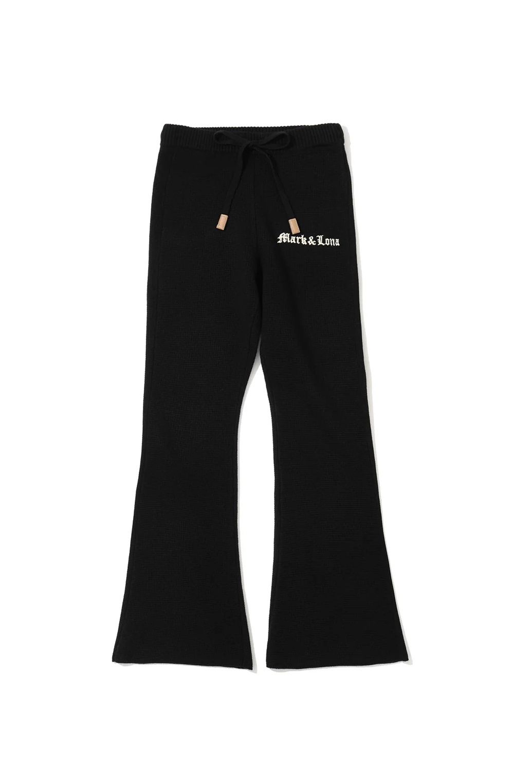 【26AW】【レディース】 ELYSIA KNIT PANTS / ブランドロゴ ニット フレアパンツ (ブラック)