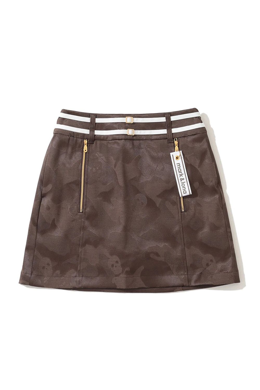 【2025AW】【レディース】 GAUGE STRETCH JACQUARD SKIRTS / オリジナルカモジャカード トラペーズスカート (インナーパンツ付き) (ブラウン)