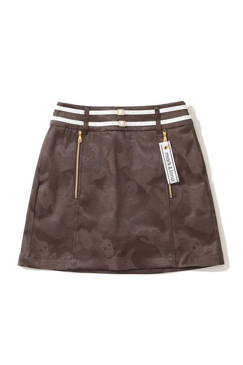 【2025AW】【レディース】 GAUGE STRETCH JACQUARD SKIRTS / オリジナルカモジャカード トラペーズスカート (インナーパンツ付き) (ブラウン)