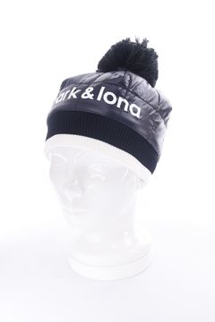 FRAME QUILTED POM CAP / 中綿キルティング リブニット 梵天付きキャップ (ブラック)