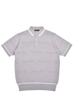 【26SS】 MESH LOGO KNIT POLO / メッシュ編み ライン ニットポロシャツ (グレー)*