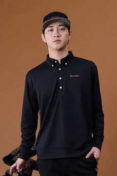 【26AW】 MENS GM JACQUARD POLO L/S / オリジナルテキスタイルジャガード ポロシャツ 長袖 (ブラック)*