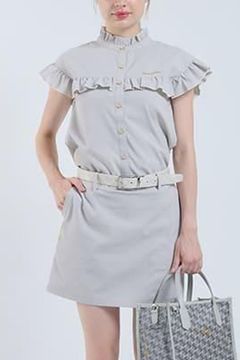 【25SS】【レディース】 WOMENS DOT AIR FRILLED BLOUSE / ドットエアー フリルブラウス (ベージュ)*