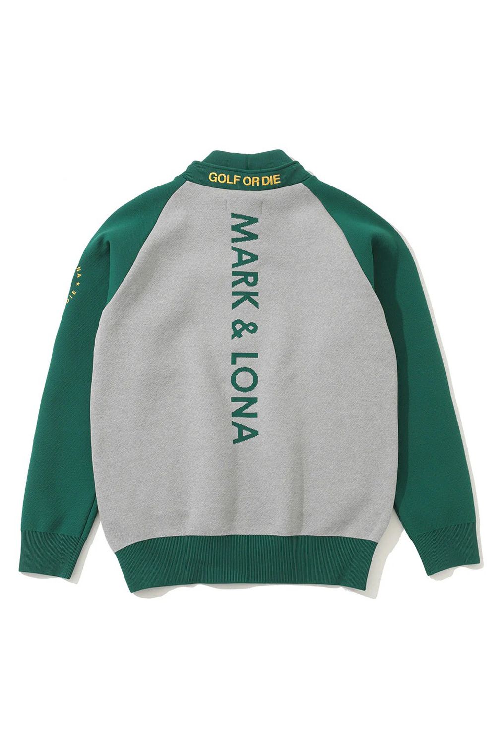 【2025AW】 DURAN ALTER KNIT PULLOVER / ツートーン サークルスカルロゴ 変形モックネックプルオーバー (フード無し) (グリーン)