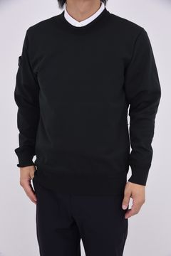 【25AW】 MEN'S WR CREWNECK KNIT / 超撥水糸 袖ワッペン クルーネックニット (ブラック)