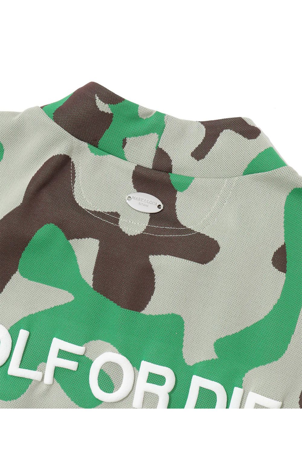 【26SS】 WHAM! SPECTRUM PERFORMANCE MOCK / ジャパンメイド カモフラスカルジャカード スワロフスキー モックネックTシャツ (グリーン)