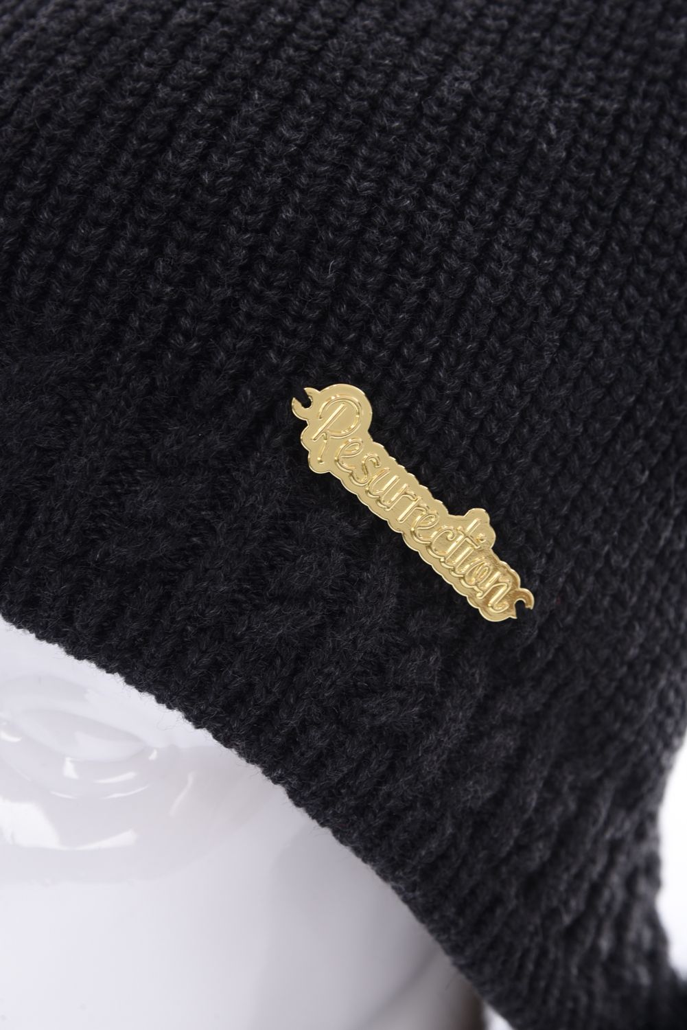 TRIPLE POMPOM KNIT CAP / ブランドロゴ ポンポン ニットキャップ (チャコール)