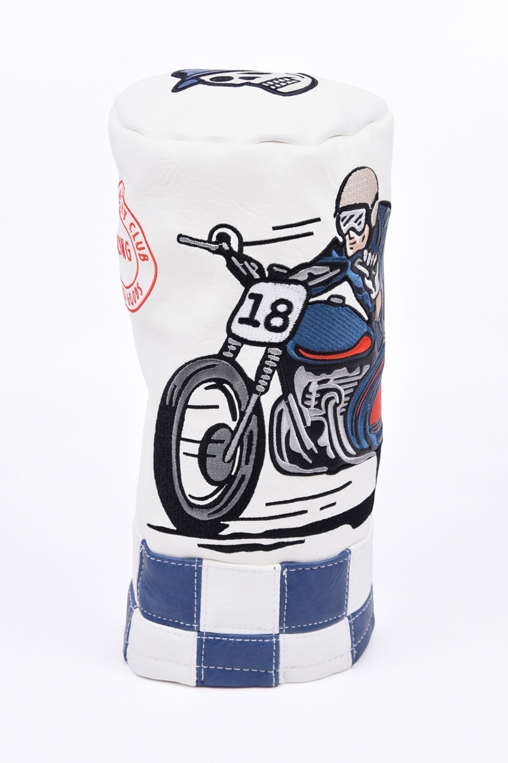 【26AW】【CAPSULE COLLECTION】 CHECKERED SIDECAR DRIVER BARREL COVER / サイドカー刺繍入り バレル型 ドライバーカバー (ホワイト)