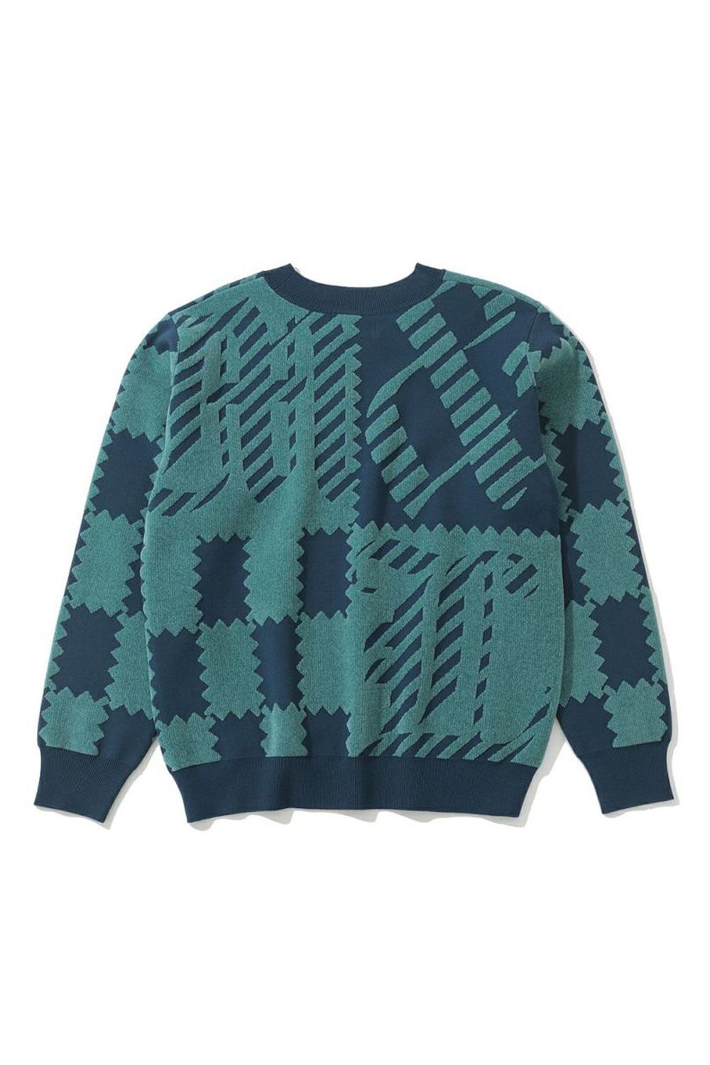 MARK&LONA - 【24AW】 M.C.D CHENILLE CREW KNIT / ブロックパターン クルーネック ジャガードニット  (ブルー) | GOSSIP GOLF