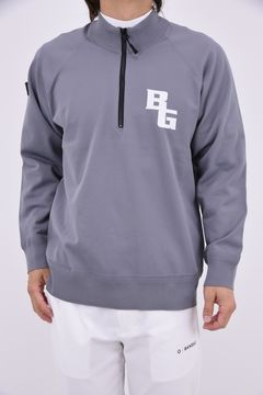 【26AW】 MEN’S PLANE KNIT HALFZIP / BGロゴ ハーフジップニット (グレー)