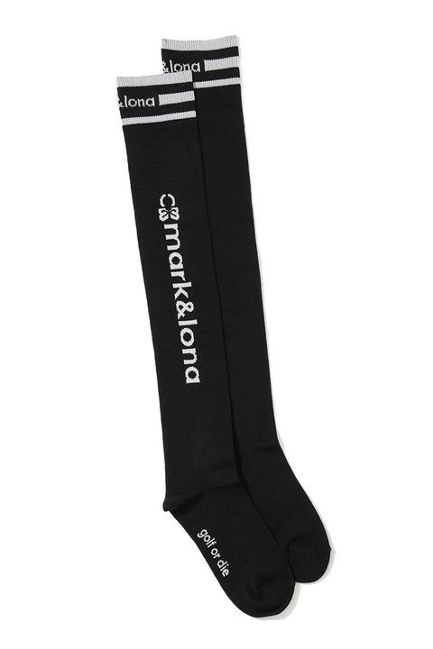 【26AW】【レディース】 SLEEK OVER-THE-KNEE SOCKS / ジャパンメイド サイドロゴジャカード オーバーニーソックス (ブラック)