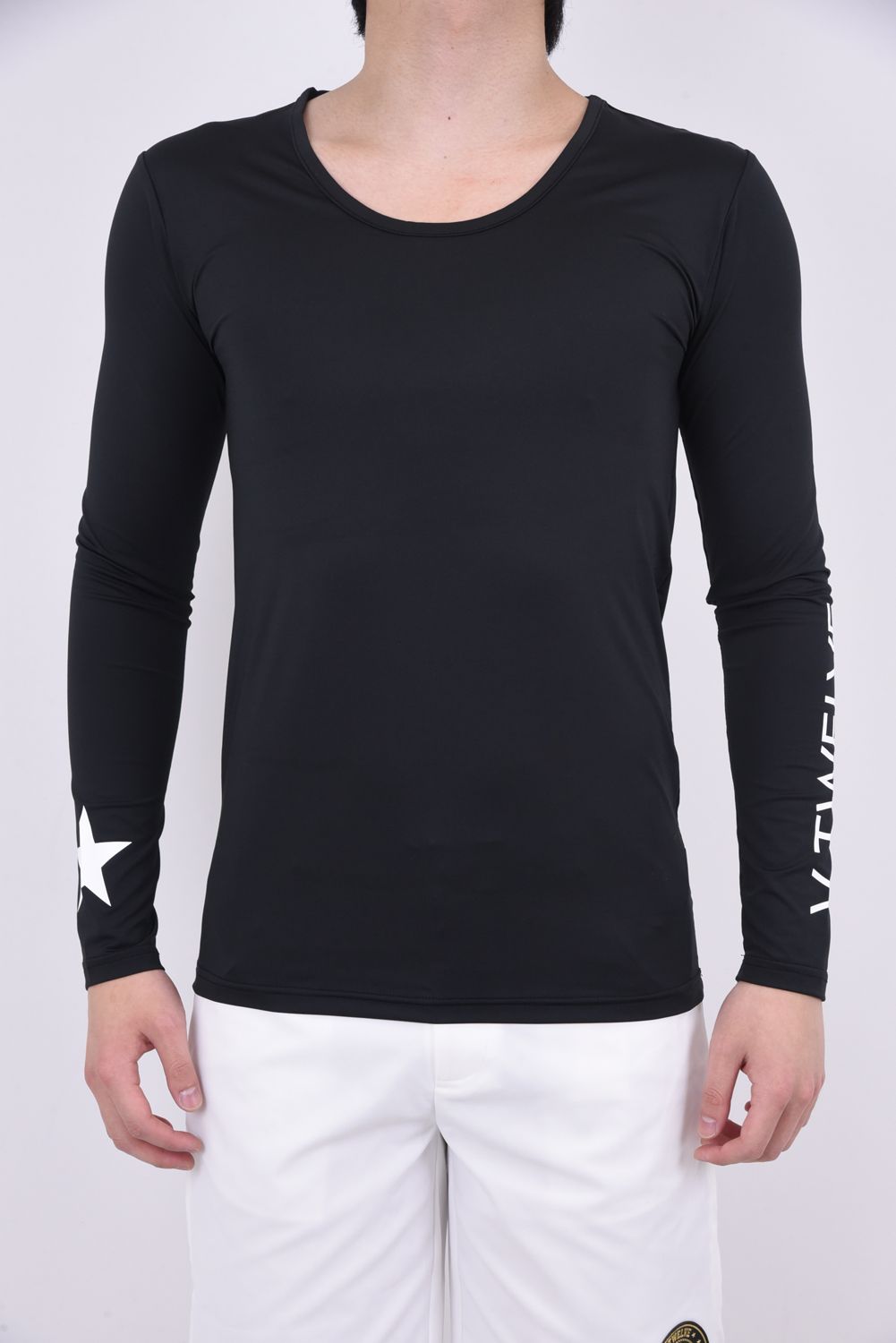 【期間限定ポイント10倍】U NECK / ブランドロゴ ロングスリーブ Uネックインナー (ブラック)
