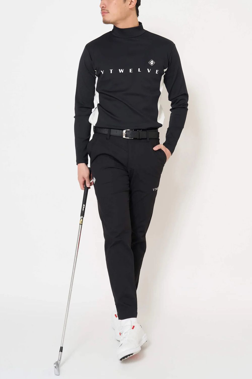 【26AW】 OHSL MOCK / モノトーン バイカラー ロングスリーブ モックネックTシャツ (ブラック)