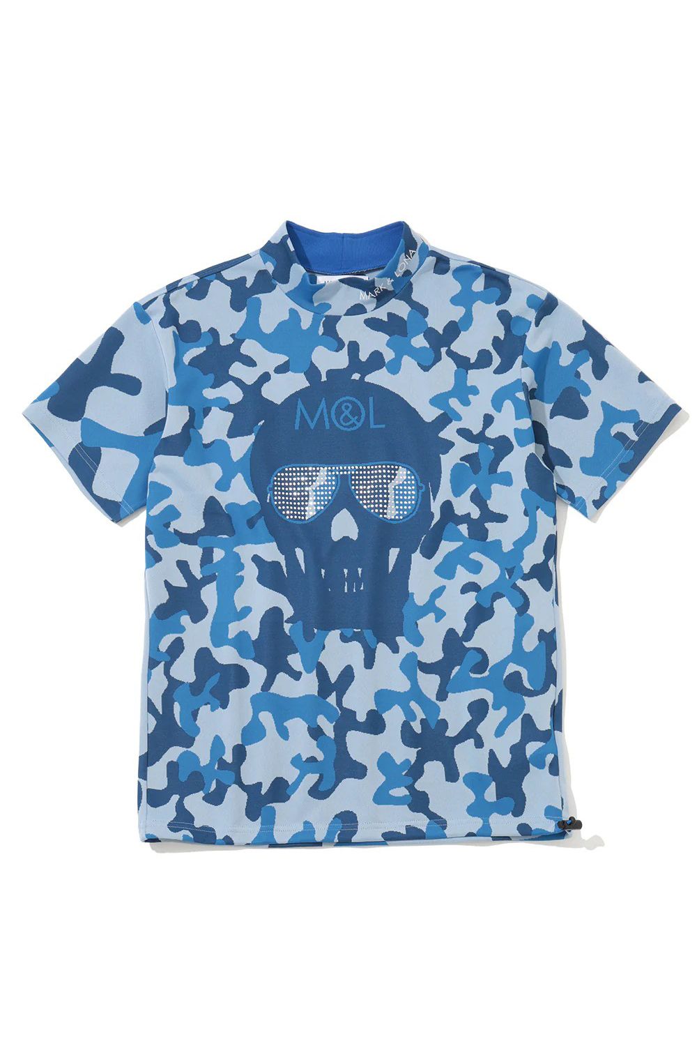 【26SS】 WHAM! SPECTRUM PERFORMANCE MOCK / ジャパンメイド カモフラスカルジャカード スワロフスキー モックネックTシャツ (ブルー)