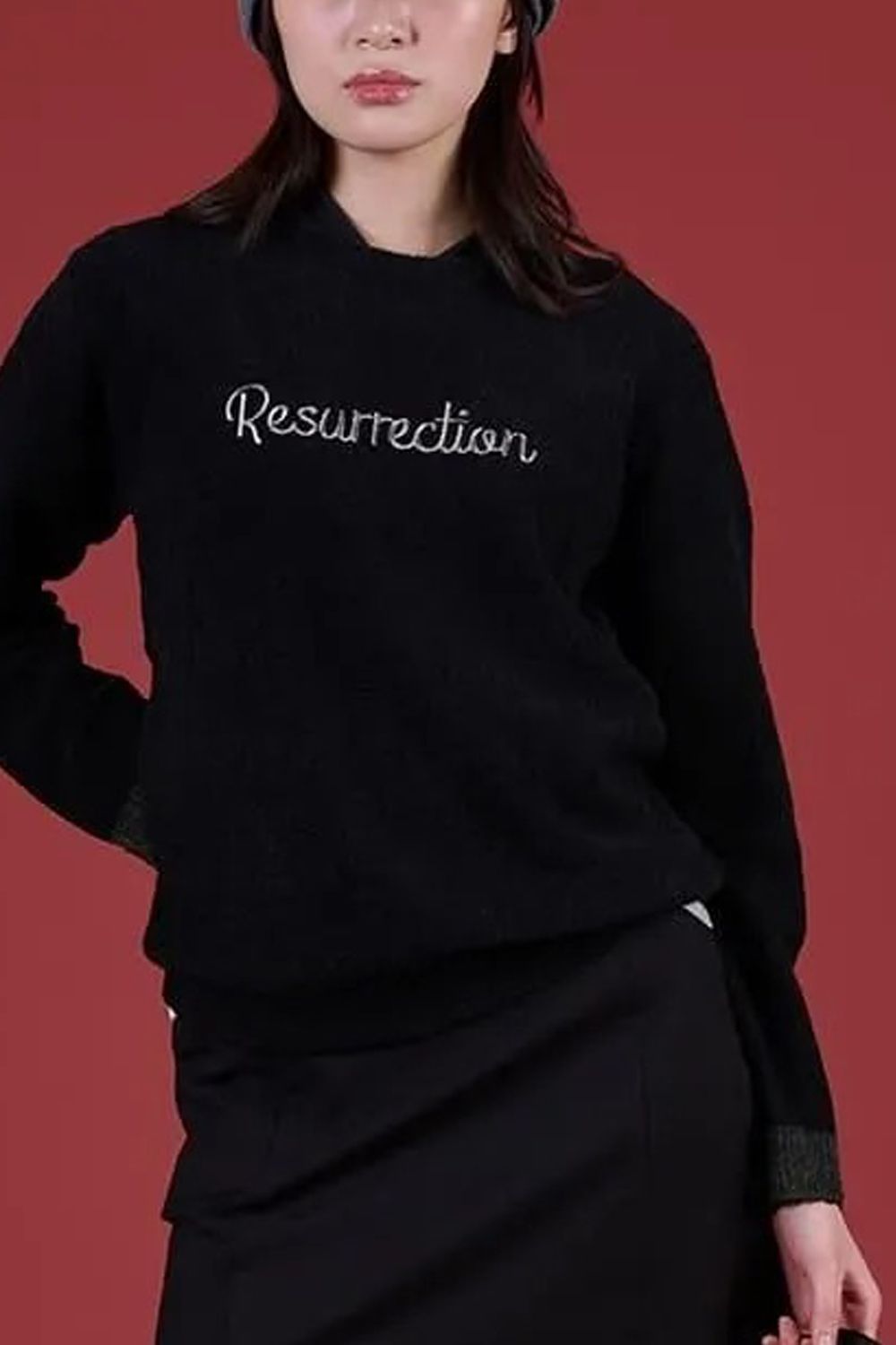 【26AW】【レディース】 ACCENT BOUCLE KNIT / アクセントリブ ブークレニット (ブラック)*