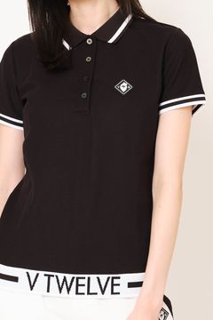 【レディース】 LIB OUT POLO / V12ロゴ フィールドセンサーカノコ ポロシャツ (ブラック)