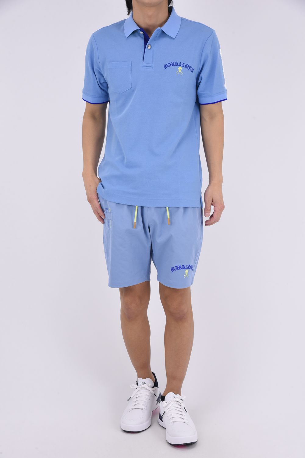 【26SS】 BONES PIQUE POLO / カノコ素材 ジャパンメイド BONEプリント ポロシャツ (サックス)