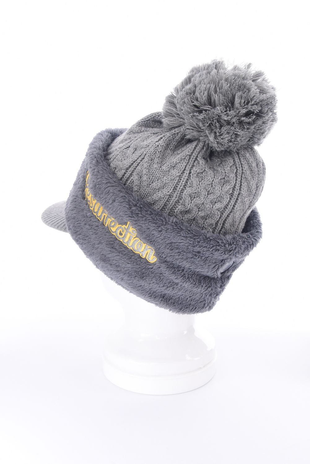 VISOR KNIT CAP / バイザー ニットキャップ（ネックウォーマー付き） (グレー)
