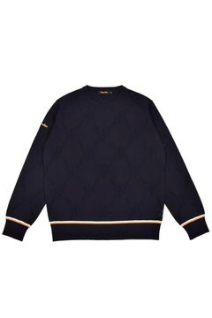 【26SS】 MESH RR LOGO KNIT / メッシュ編み 裾ライン クルーネックニット (ブラック)*