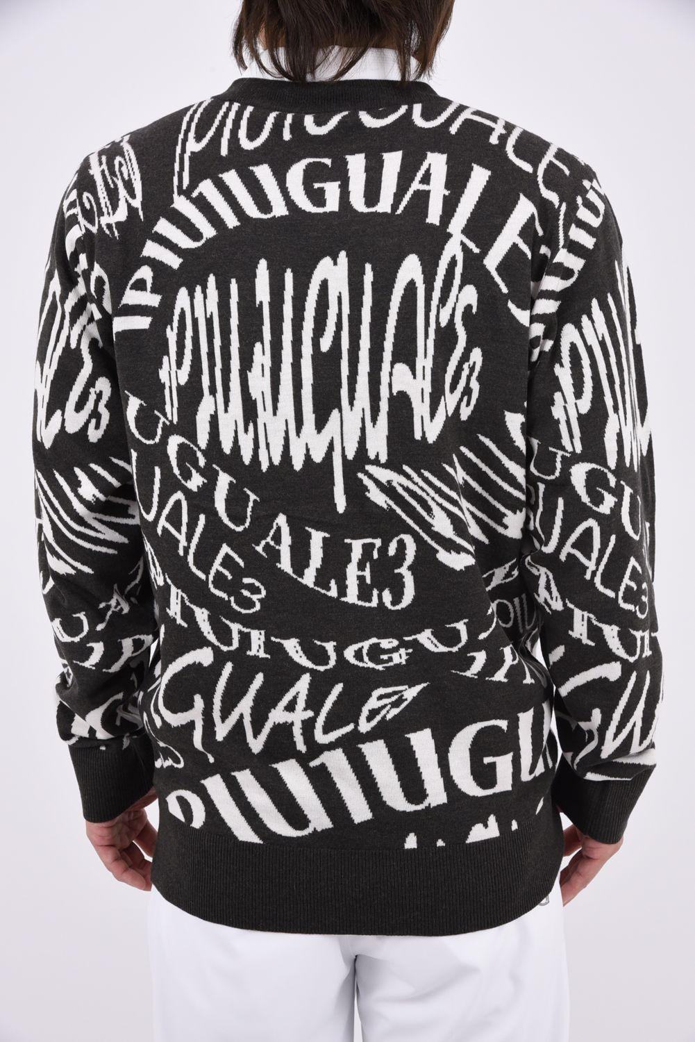 【26AW】 JACQUARD KNIT CREW MELTING LETTER / ロゴジャカード総柄 クルーネックニット (カーキ)