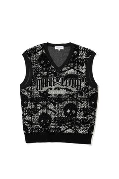 【26AW】 FRACTUR ANATOMIC SKULL JACQUARD VEST / ブラックレター&リアルスカル モールジャガード ニットベスト (ブラック)