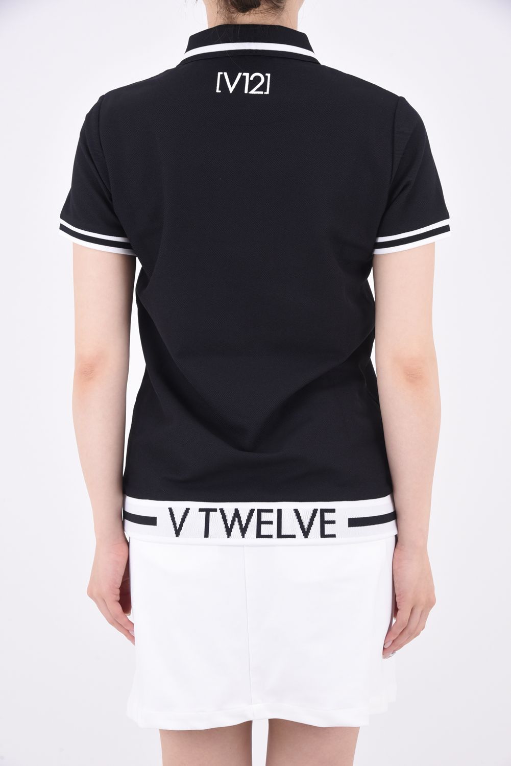 【レディース】 LIB OUT POLO / V12ロゴ フィールドセンサーカノコ ポロシャツ (ブラック)