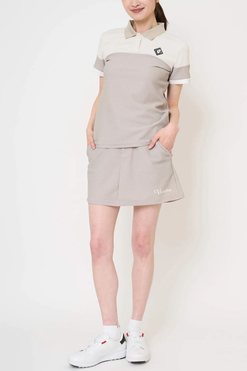 【26SS】【レディース】 AIRY AWA SKIRT / ワッフル生地 ブランドロゴ スカート (インナーパンツ一体型) (ベージュ)
