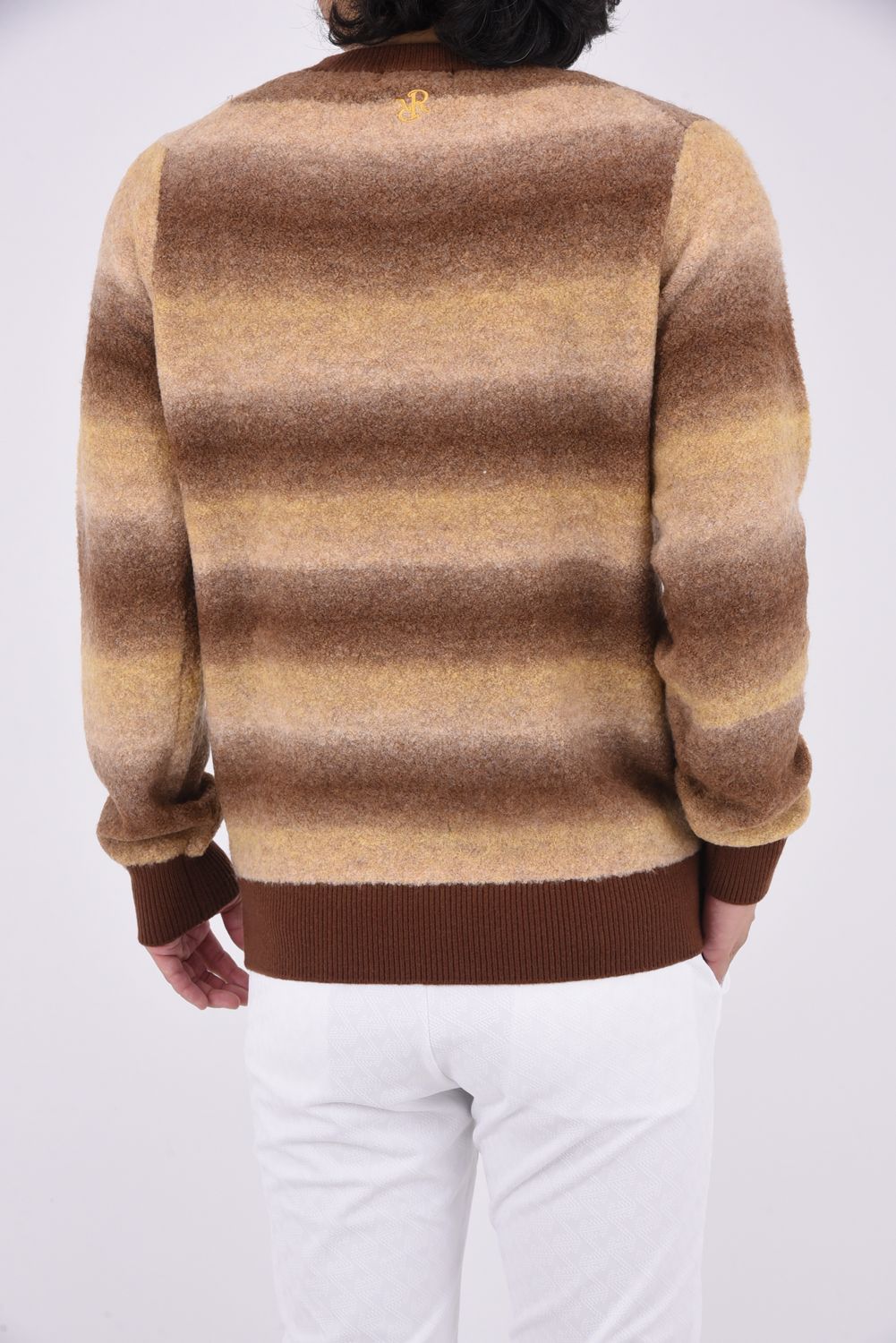 MENS GRADATION BOUCLE KNIT / ブランドロゴ グラデーション クルーネック ブークレニット (ブラウン)*