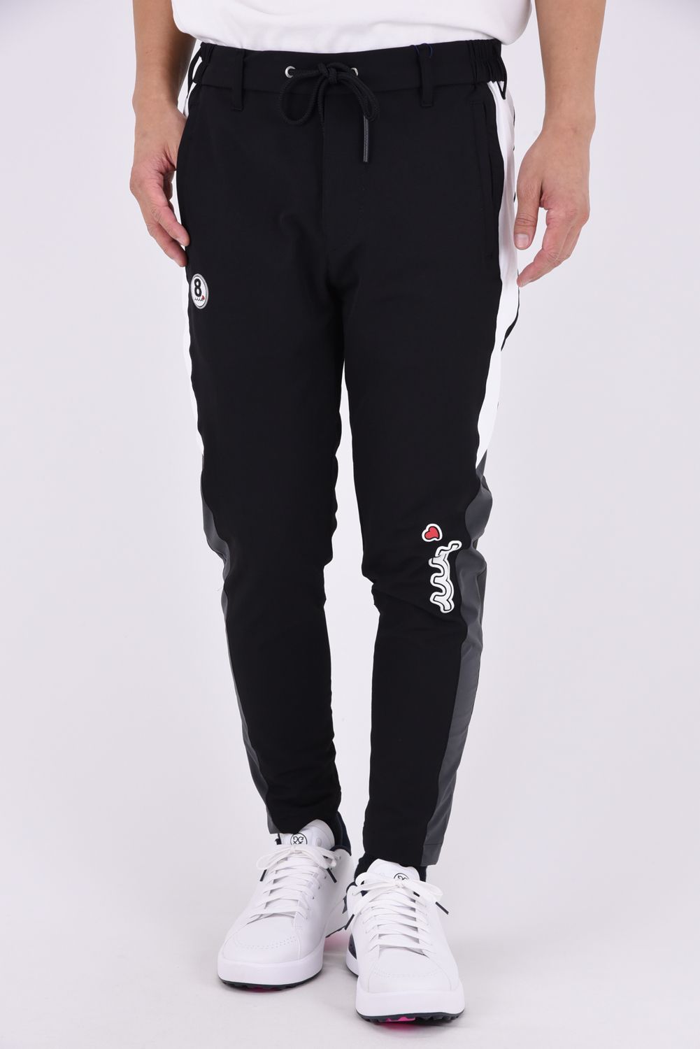 【26AW】【muta MARINE * ACANTHUS】 SWEET EXTRA LOGO LINE PANTS / SWEETシリーズ サイドライン ロングパンツ (ブラック)