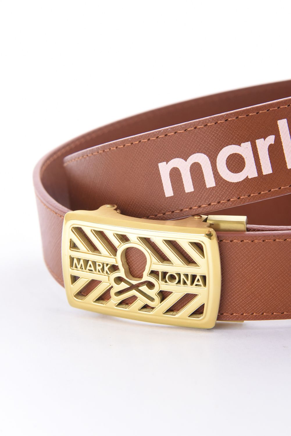 HOLLOW SKULL ADJUST LEATHER BELT / ブランクスカルバックル 無段階調整レザーベルト (ブラウン)