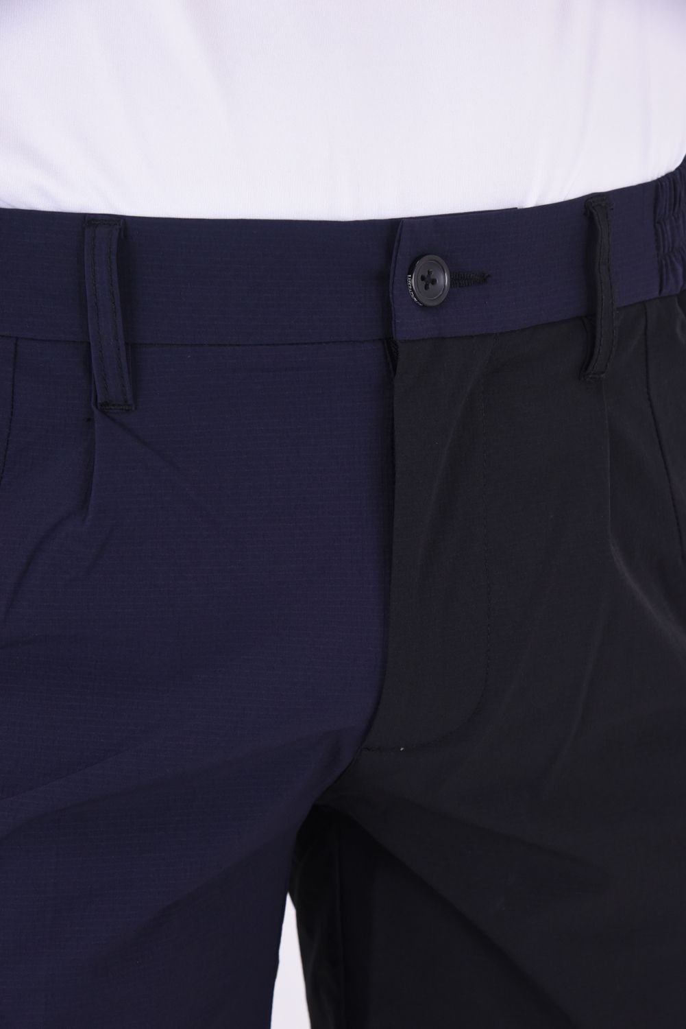 BICOLOR SHORT PANTS / バイカラー ナイロンストレッチ スリムフィット ショートパンツ (ブラック)