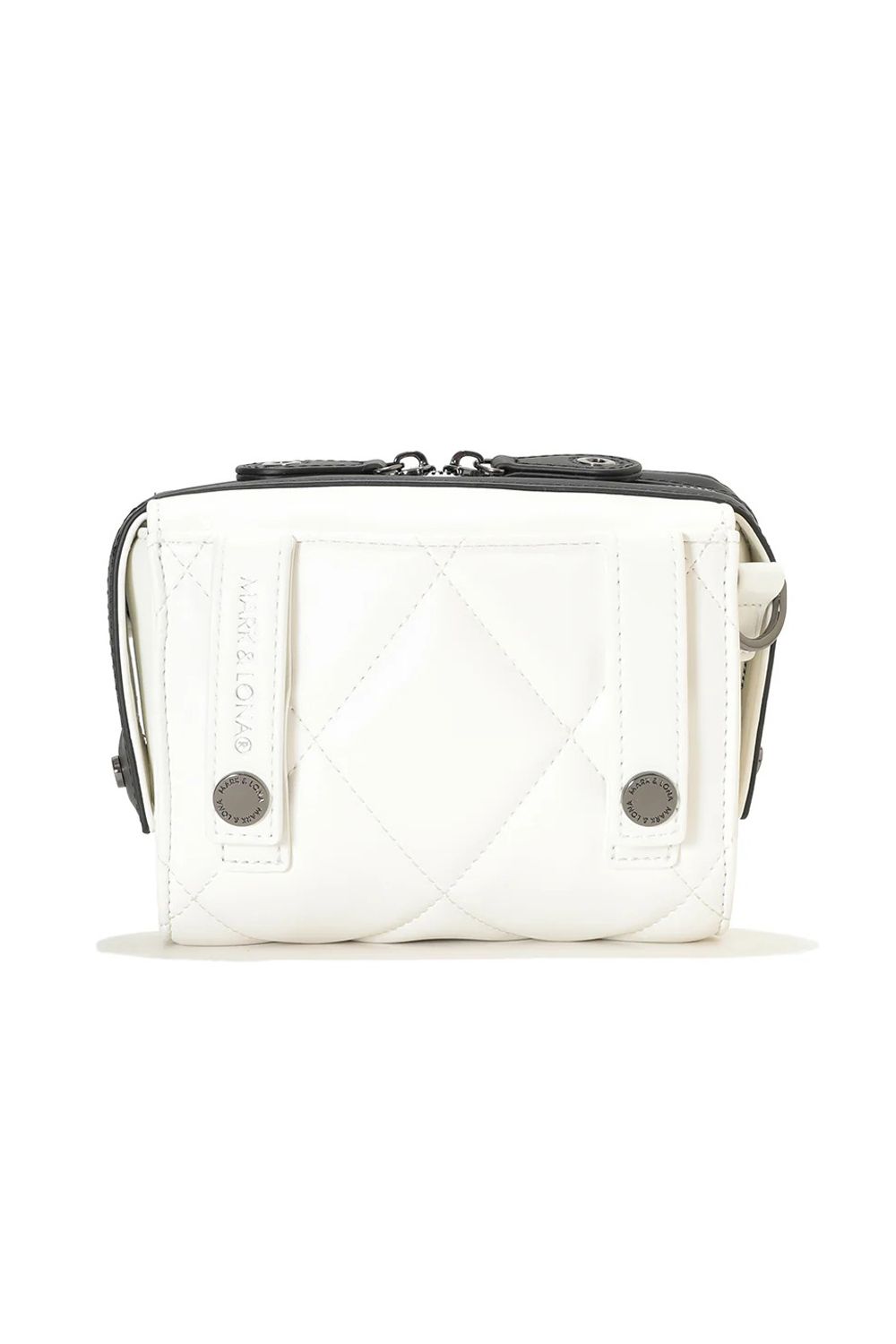 ETERNAL QUILTED 2-WAY BELT BAG / シンセティックレザー サークルスカル キルティング 2WAYウエストポーチ (ホワイト)