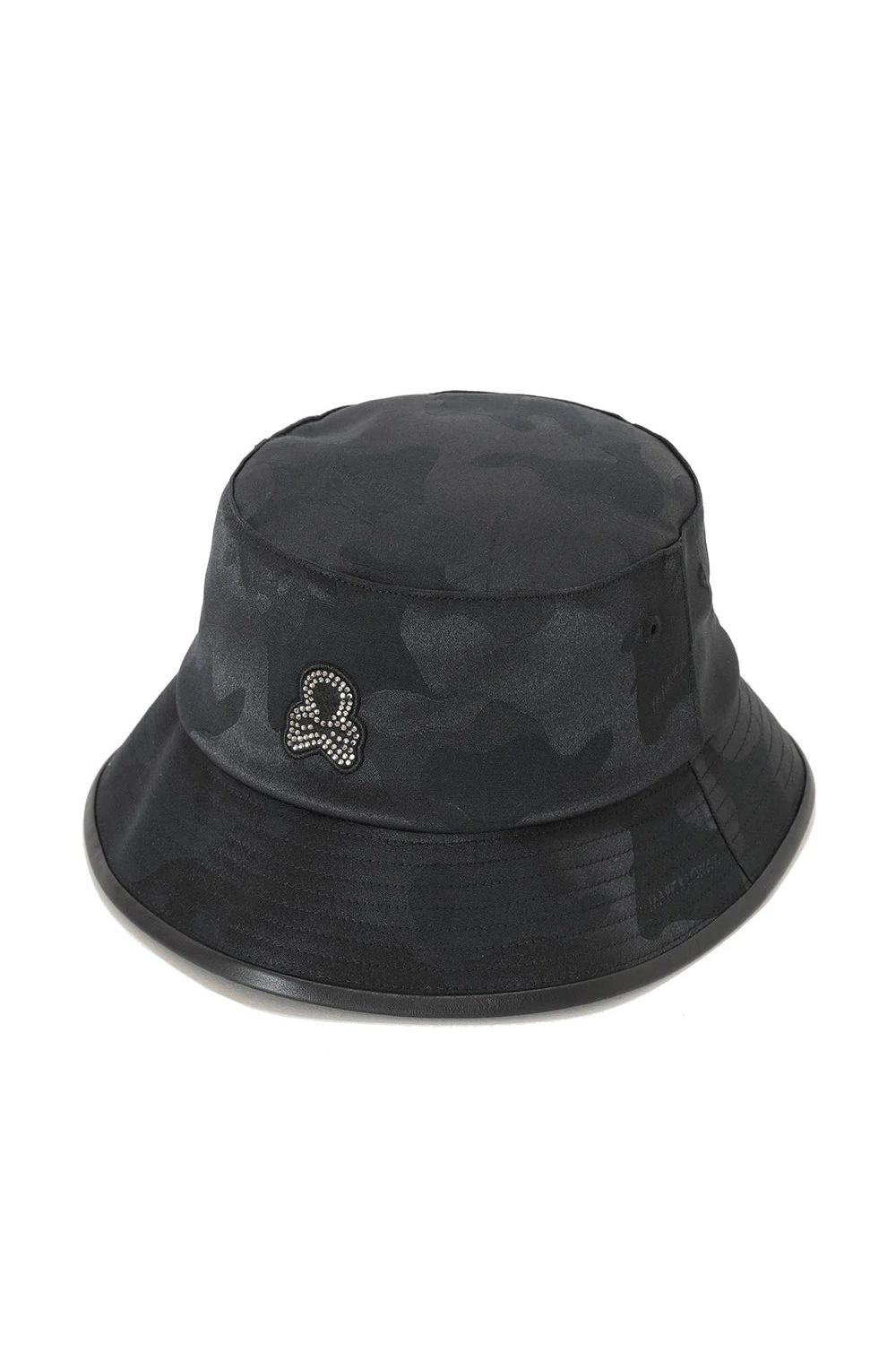 GAUGE CRYSTAL ICON HAT / オリジナルカモジャカード ドローコード付き バケットハット (ブラック)