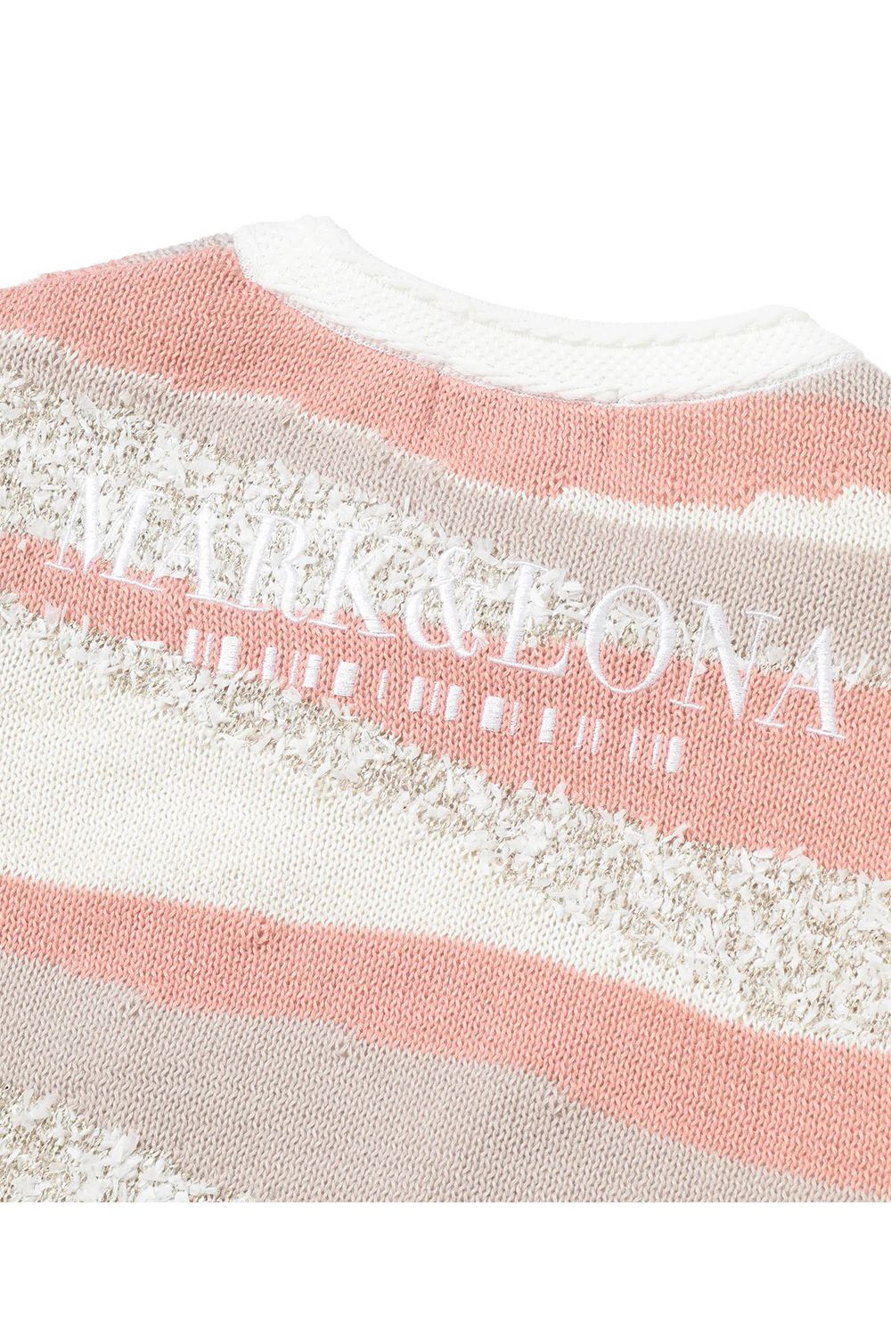 【25AW】【CODE COLLECTION】【レディース】 SDCK / サンドアート調ボーダー クルーネック ニットプルオーバー (ピンクベージュ)