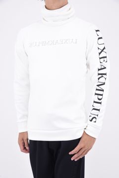HIGH NECK BRUSHED BACK / ランダム ラインストーン ハイネックTシャツ (ホワイト)
