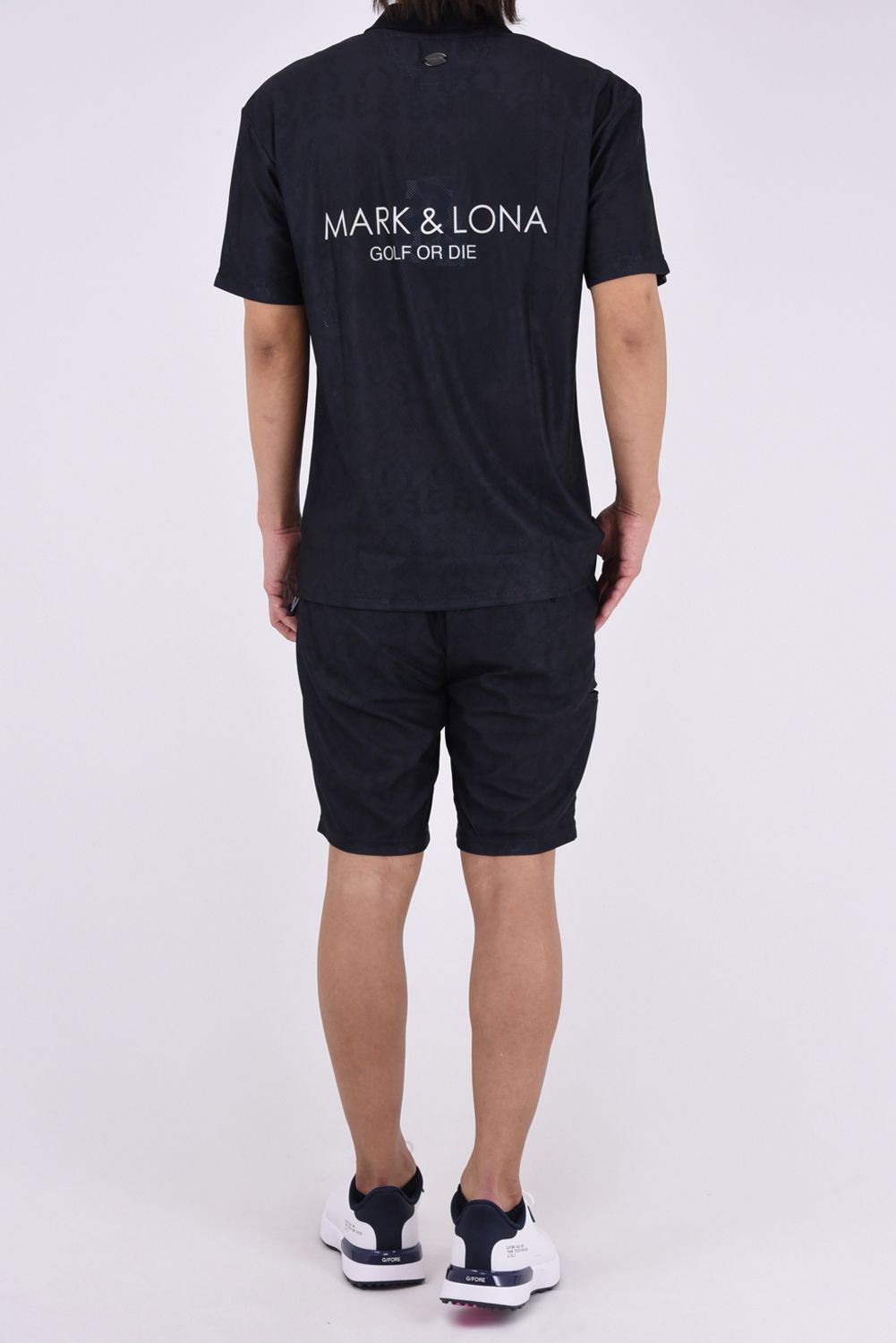 【26AW】 FRACTUR JACQUARD CINCH POLO / メッシュジャカード生地 エレメントスカル総柄 ポロシャツ (ブラック)