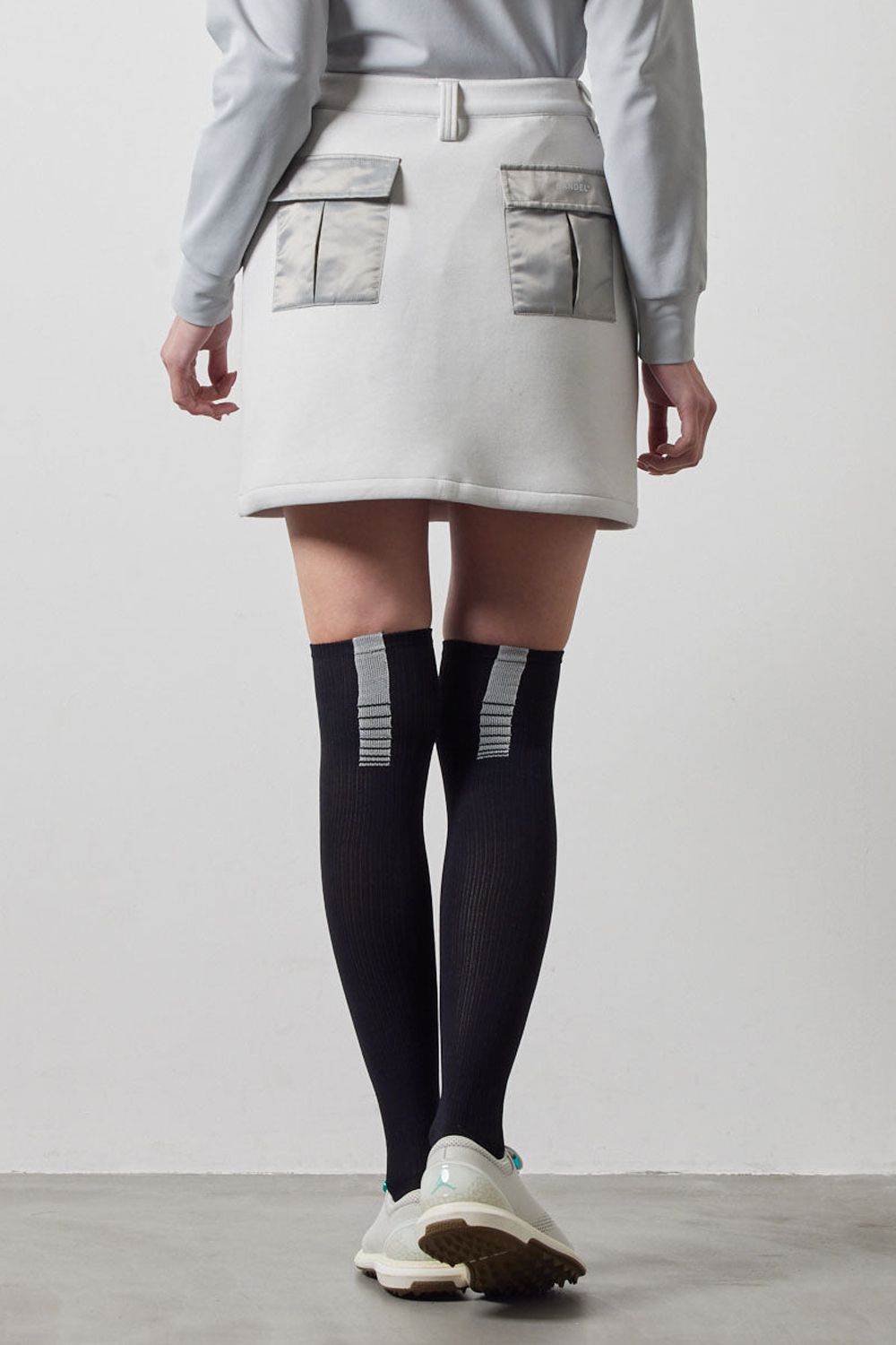 【レディース】 NYLON POCKET SKIRT / ダンボール素材 カーゴポケット スカート (ライトグレー)