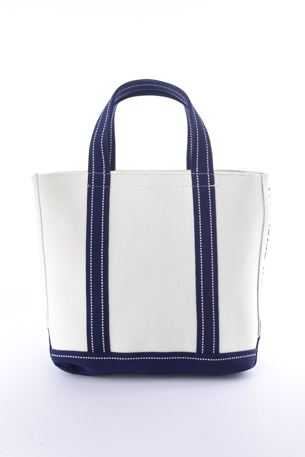 【26SS】 JACQUARD CART BAG / ジャカード織 ブランドレザーパッチ トートバッグ (マカダミア/ネイビー)