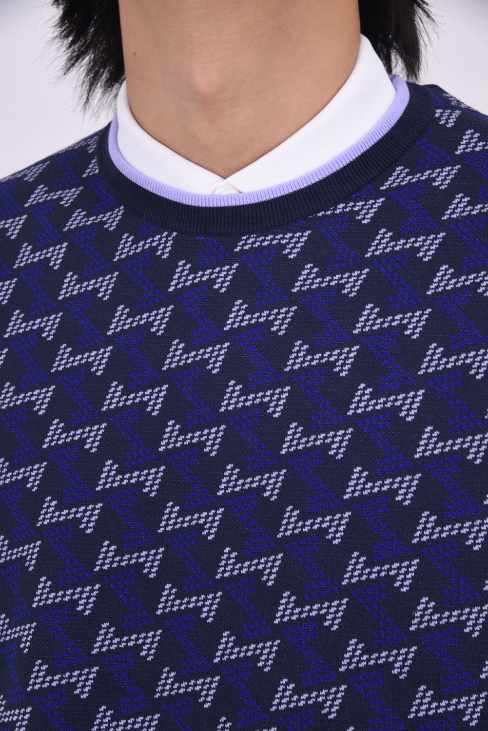 【25AW】 GM JACQUARD LIGHT KNIT / GMジャカード クルーネック ライトニット (ネイビー)*