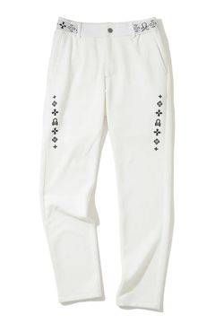 【2025AW】 SVASTIKA TRACK PANTS / コーデュロイジャージー クロスモチーフ刺繍 トラックパンツ (オフホワイト)