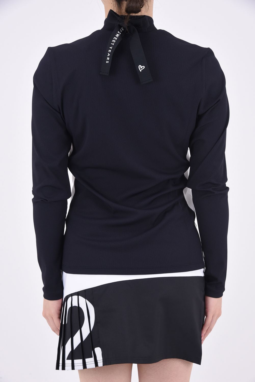 【レディース】CARVICO MOCK NECK SHIRTS / カルビコ生地 モックネック 長袖Tシャツ (ブラック)*