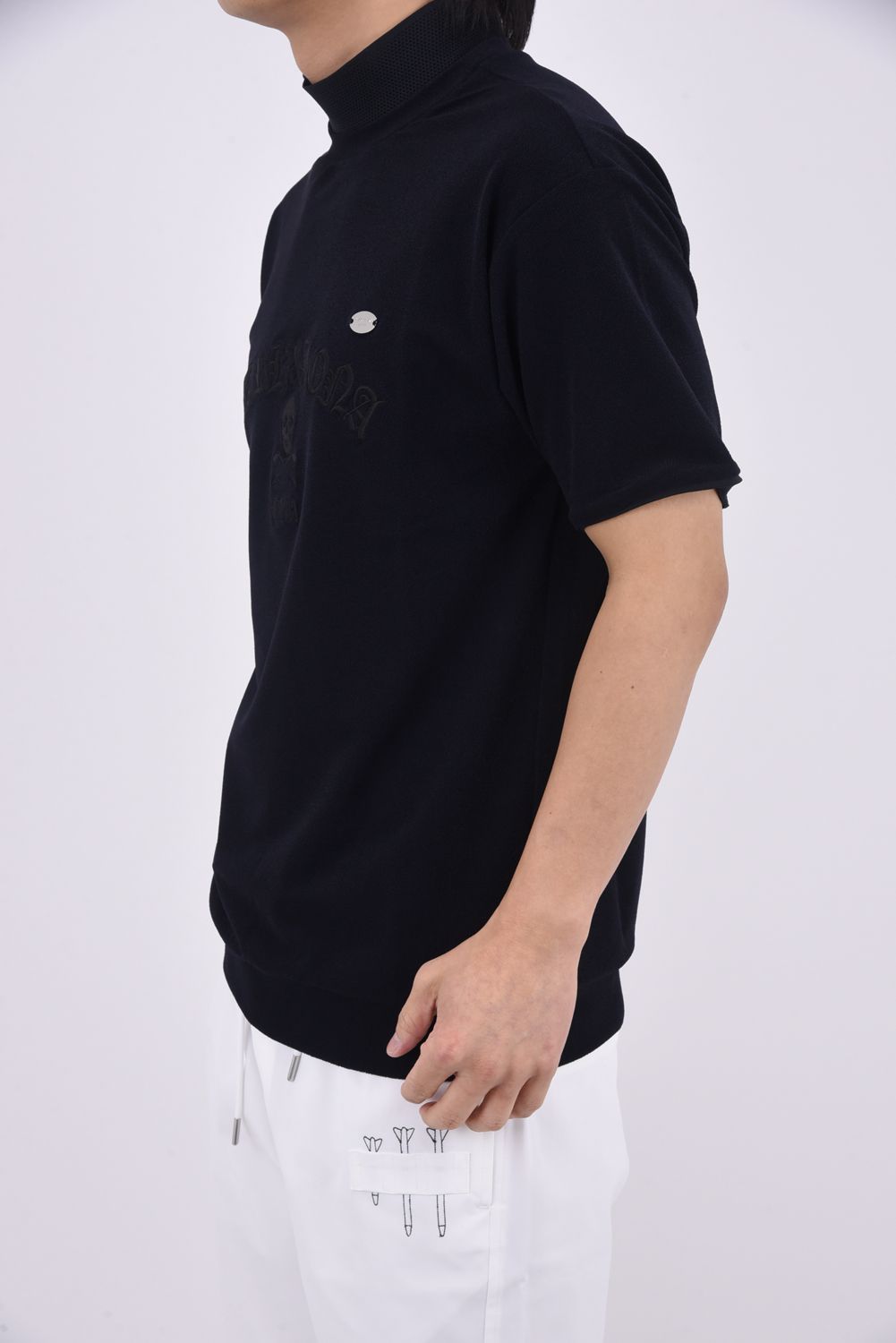 【26SS】 SOVEREIGN PILE MOCK NECK TEE / パイル生地 ブラックレターフォントロゴ モックネックTシャツ (ブラック)