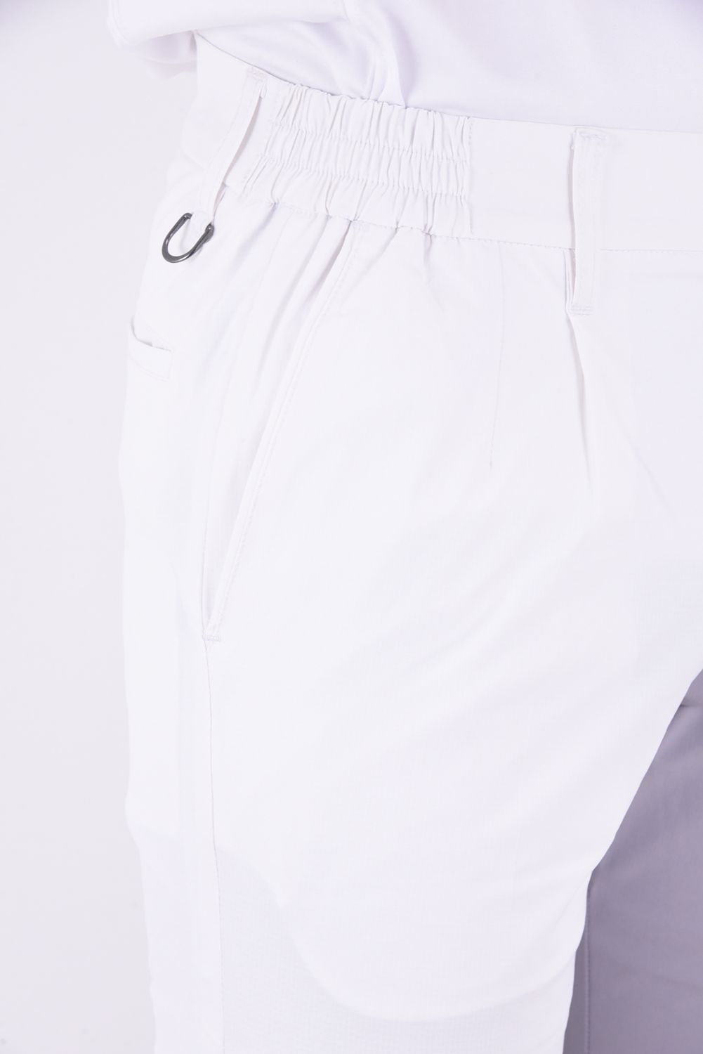 BICOLOR LONG PANTS / バイカラー ナイロンストレッチ スリムフィット ロングパンツ ホワイト