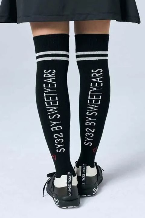 【26SS】【レディース】 LADYS KNEE HI SOX / ブランドロゴジャカード ニーハイソックス (ブラック)*