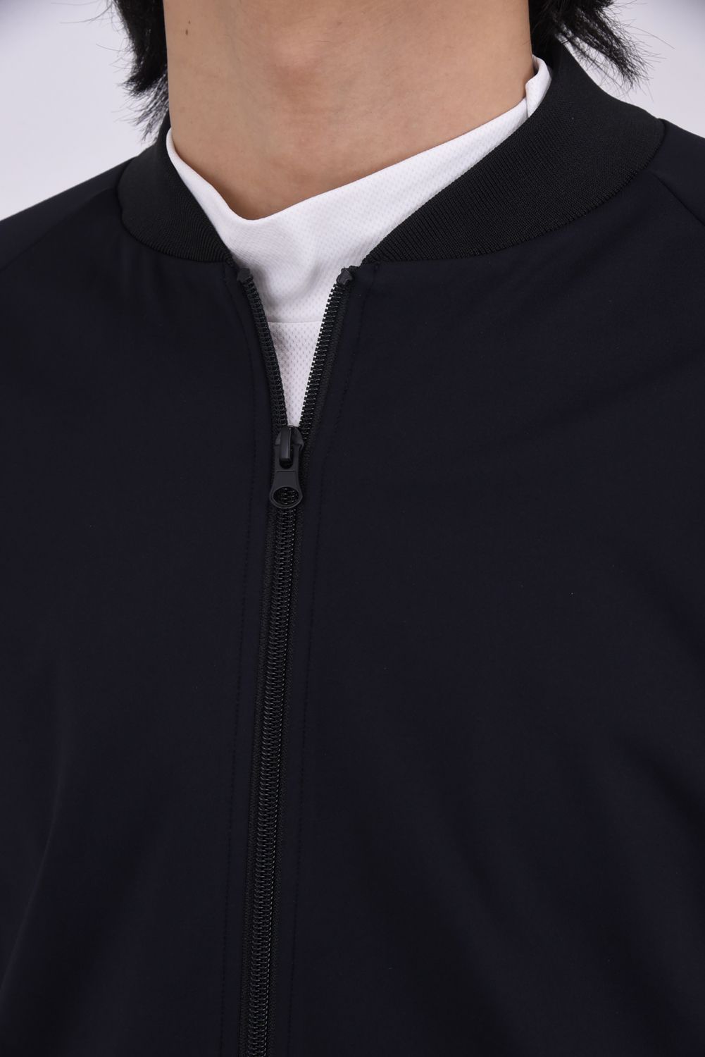 【26SS】 BASEBALL COLLAR BLOUSON / 微起毛素材 ベースボールカラー ジップアップブルゾン (ブラック)