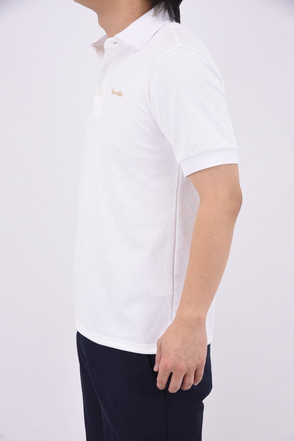 【25SS】 MENS GM JACQUARD POLO / オリジナルテキスタイルジャガード ポロシャツ (ホワイト)